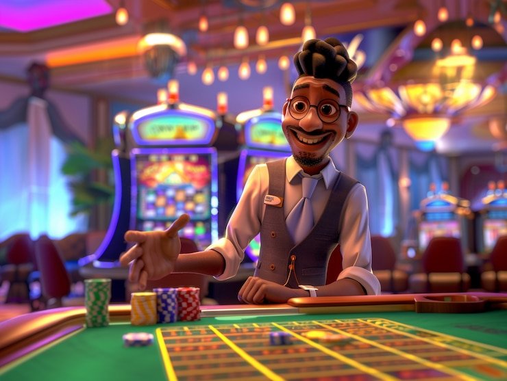 Tampilan live studio delta 88 dengan dealer profesional dan kartu permainan Blackjack
